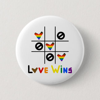 Love Is Love Tic Tac Toe Rainbow Pride Flag LGBTQ+ 6 Cm Round Badge