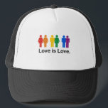 Love is Love Trucker Hat<br><div class="desc">Gay Humour,  Lesbian Humour,  and Pride Gear,  GLBT/LGBT T-shirts,  hoodies,  bumperstickers,  buttons,  signs,  posters,  and gay pride gifts from: http://www.GLBTshirts.com</div>