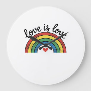 Love Is Love Vintage Rainbow Heart Shirt Design_1 Large Clock