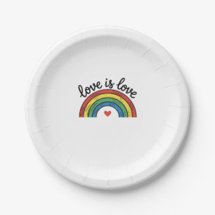Love Is Love Vintage Rainbow Heart Shirt Design_1 Paper Plate