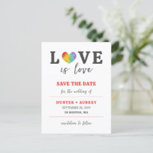 Love Is Love Watercolor Heart LGBT Save the Date