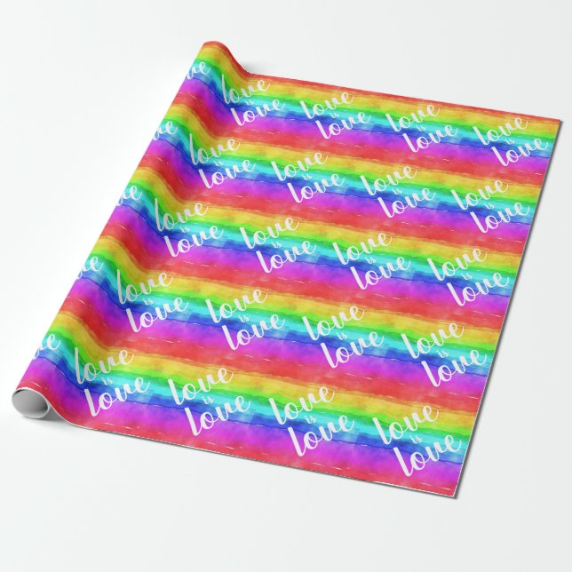 Love is Love| Watercolor Rainbow| PRIDE Wrapping Paper (Unrolled)
