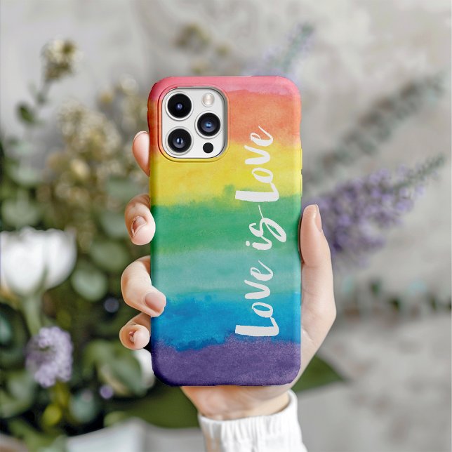 Love Is Love Watercolour Pride Colours Case-Mate iPhone Case (Presenting this beautiful phone case. Featuring pride colors with a beautiful message.)