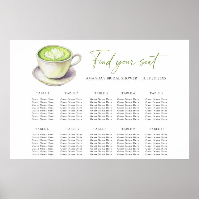 Love is Matcha Wedding seating chart (Front)