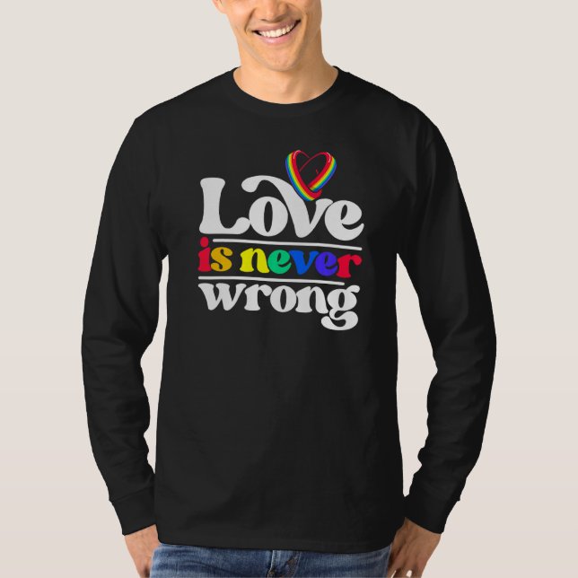 Love Is Never Wrong Lgbtq Diversity Rainbow Pride  T-Shirt (Front)