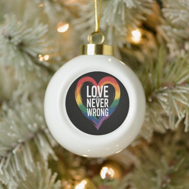 Love is never wrong Pride Month LGBT Ceramic Ball Christmas Ornament (Tree)