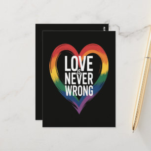 Love is never wrong Pride Month LGBT Postcard