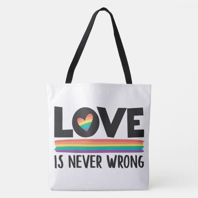 Love is never wrong rainbow LGBTQ pride month Tote Bag (Front)