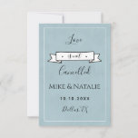 Love Is Not Cancelled Romantic Pastel Blue Vintage Save The Date<br><div class="desc">Beautiful Valentine's Day inspired save the date cards. Easily add your own details by clicking on the "personalise this template" option. If you have any design related questions/requests,  please do not hesitate to contact us.</div>