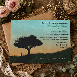 Love is on the Horizon Sunset Wedding Invitation