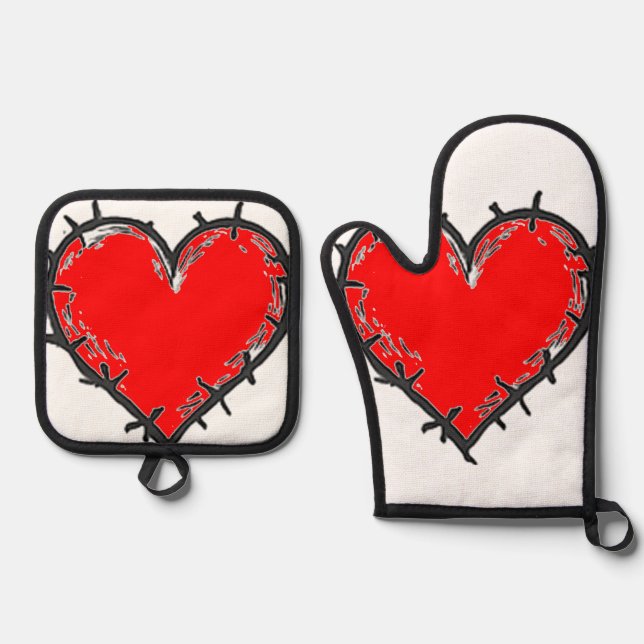 Love is oven mitt & pot holder set (Front)