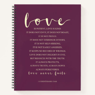 Love is patient, 1 Corinthians 13:4-8 Notebook