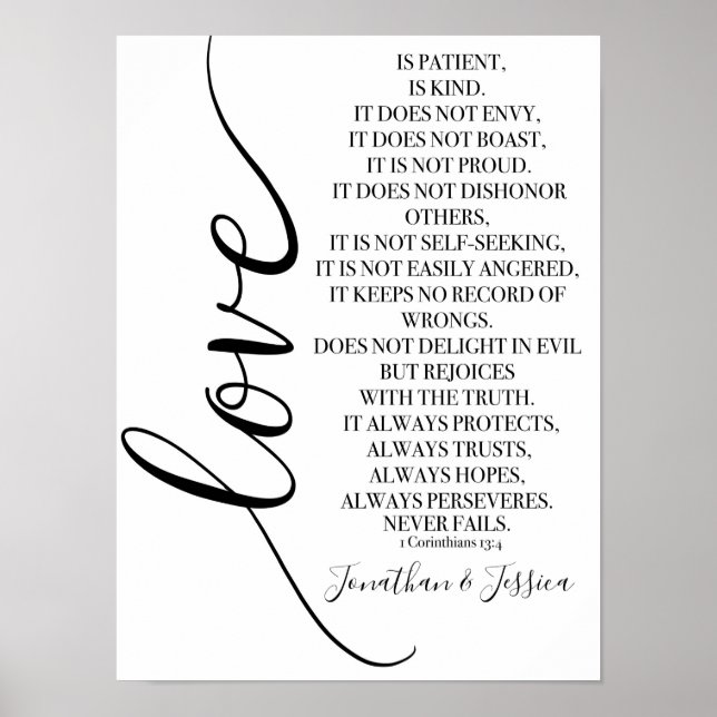 Love is patient 1 Corinthians 13  personalised Poster (Front)