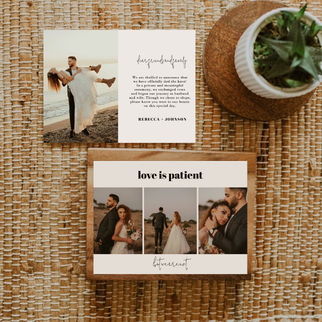 Love is Patient 4 Photo Wedding Elopement Announce Announcement (Creator Uploaded)