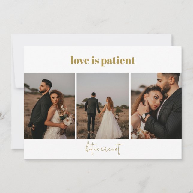 Love is Patient 4 Photo Wedding Elopement Announce Announcement (Front)