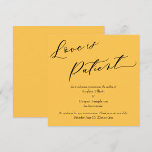 Love is Patient Apricot Postponed Wedding Card
