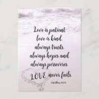Love is Patient Bible Verse Ocean Beach Wedding