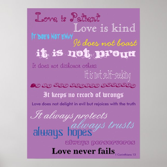 Love is Patient Bible Verse Poster (Front)