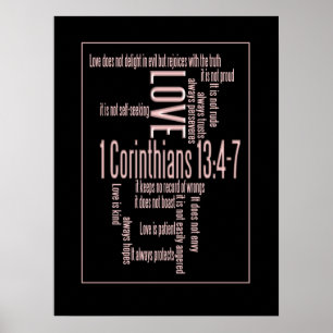 Love is Patient Black & Blush Poster