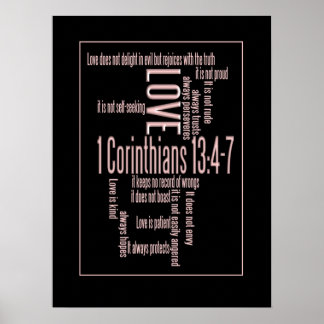 Love is Patient Black & Blush Poster