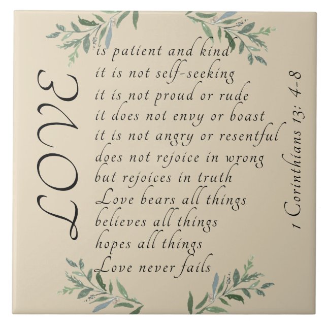 Love is patient Ceramic Tile (Front)