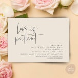 Love is patient, Change our wedding date Invitation<br><div class="desc">This is the Wedding party invitation Rescheduled (postponed) card (Love is patient),  change the date card,  in the modern minimal romantic simple clean design cream grey theme. It is the perfect way to make the event reschedule announcement (save our new date) to your friends and family.</div>