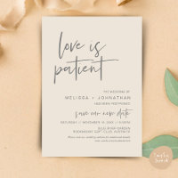 Love is patient, Change Our Wedding New Date