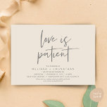 Love is patient, Change Our Wedding New Date Invitation<br><div class="desc">This is the Wedding party invitation Rescheduled (postponed / postponement) card (Love is patient),  change the date card,  in the modern minimal romantic simple clean design cream grey theme. It is the perfect way to make the event reschedule announcement to your friends and family.</div>