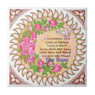 Love is Patient Christian Cross tile