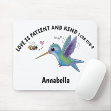 Love is patient cute bee and hummingbird scripture
