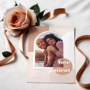 Love is Patient Geometric Blush Couple's Photo Save The Date