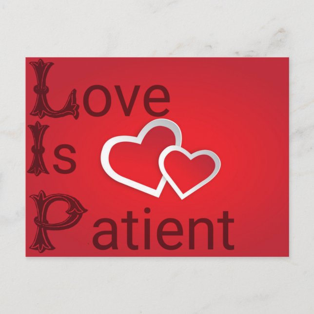Love is patient in red postcard (Front)