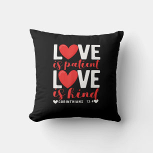 Love Is Patient Kind Funny Christian Heart Valenti Cushion