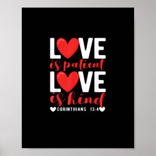Love Is Patient Kind Funny Christian Heart Valenti Poster