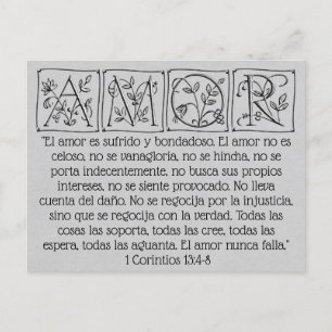 Love is Patient-Kind-Never Fails~Scripture~Wedding Postcard