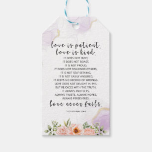 Love Is Patient Love Is Kind, 1 Corinthians 13:4-8 Gift Tags