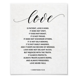 Love is patient, Love is kind, 1 Corinthians 13:4 Photo Print