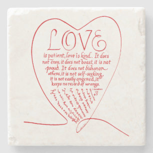 Love is Patient Love is Kind Christian Bible Verse Stone Coaster