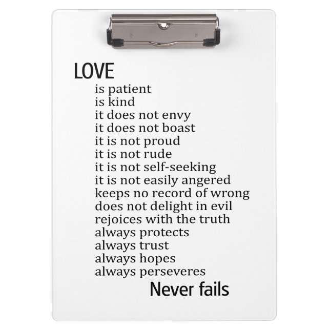 Love is patient, love is kind clipboard (Front)