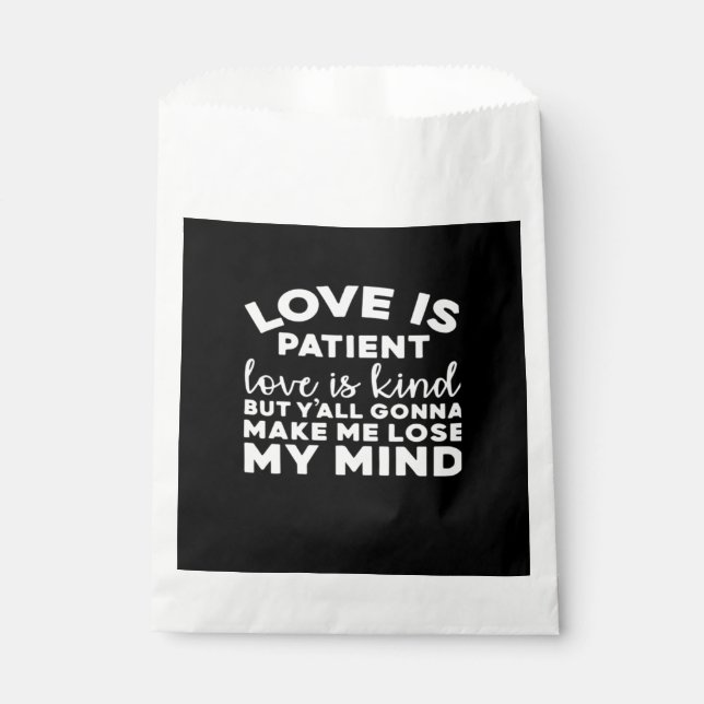 Love Is Patient Love Is Kind Funny Christian Weddi Favour Bags (Front)