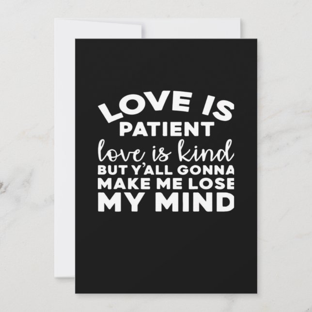 Love Is Patient Love Is Kind Funny Christian Weddi Holiday Card (Front)