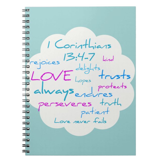 Love is Patient, Love is Kind Spiral Notebook (Front)