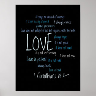 Love is Patient Mix Blue unframed or framed Poster