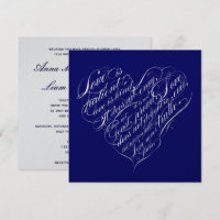 Love is patient.. navy & silver calligraphic heart