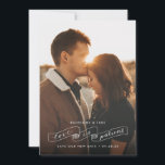 Love is Patient Photo Change the Date Announcement<br><div class="desc">If you have to change your wedding date, let your friends and family know with this photo change the date announcement. It features a full bleed single photo on the front with a hand lettered ribbon that reads "love is patient." The back of the card has space for a personal...</div>