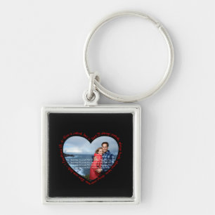 Love is Patient Photo Heart Black & Red Key Ring