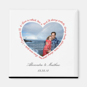 Love is Patient Photo Heart White & Red Magnet