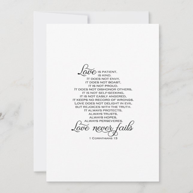 Love Is Patient Proposal Love Never Fails Heartfel Holiday Card (Front)