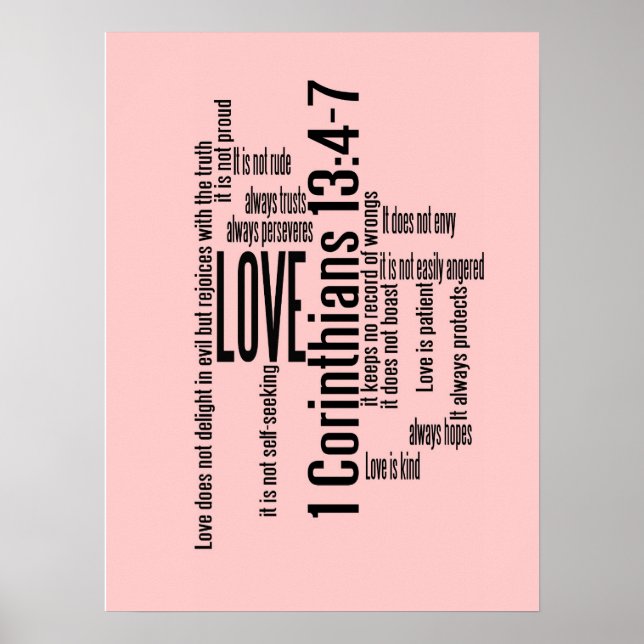 Love is Patient Scramble Pink unframed or framed Poster (Front)