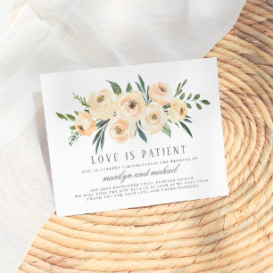 Love Is Patient Updated Plans Wedding Postponement Invitation Postcard